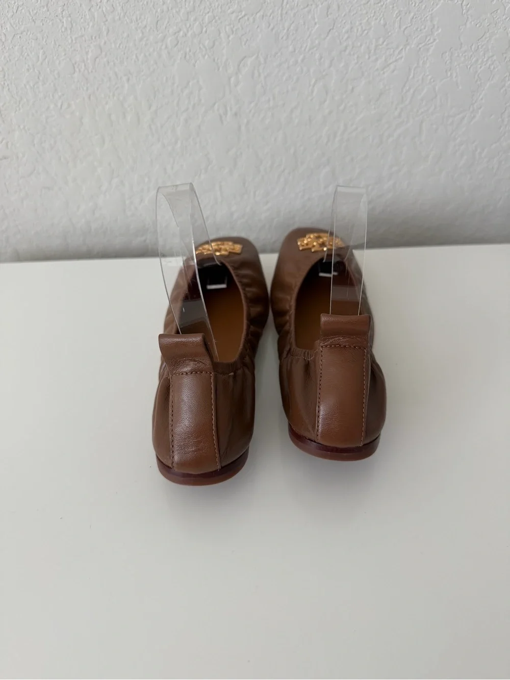 Tory Burch Brown Britten Ballet Leather Logo Flats size 6.5